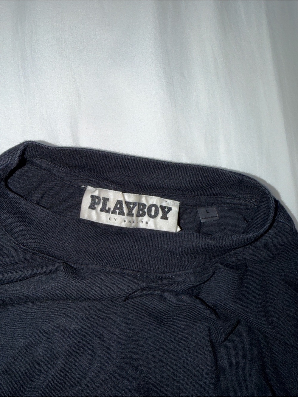 PLAYBOY Black Short Sleeve Tee with Script Chest Logo - Picture 4 of 4